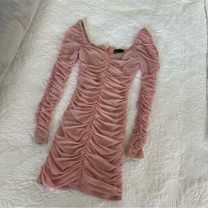 White Fox Boutique Pink Mini Ruched Dress